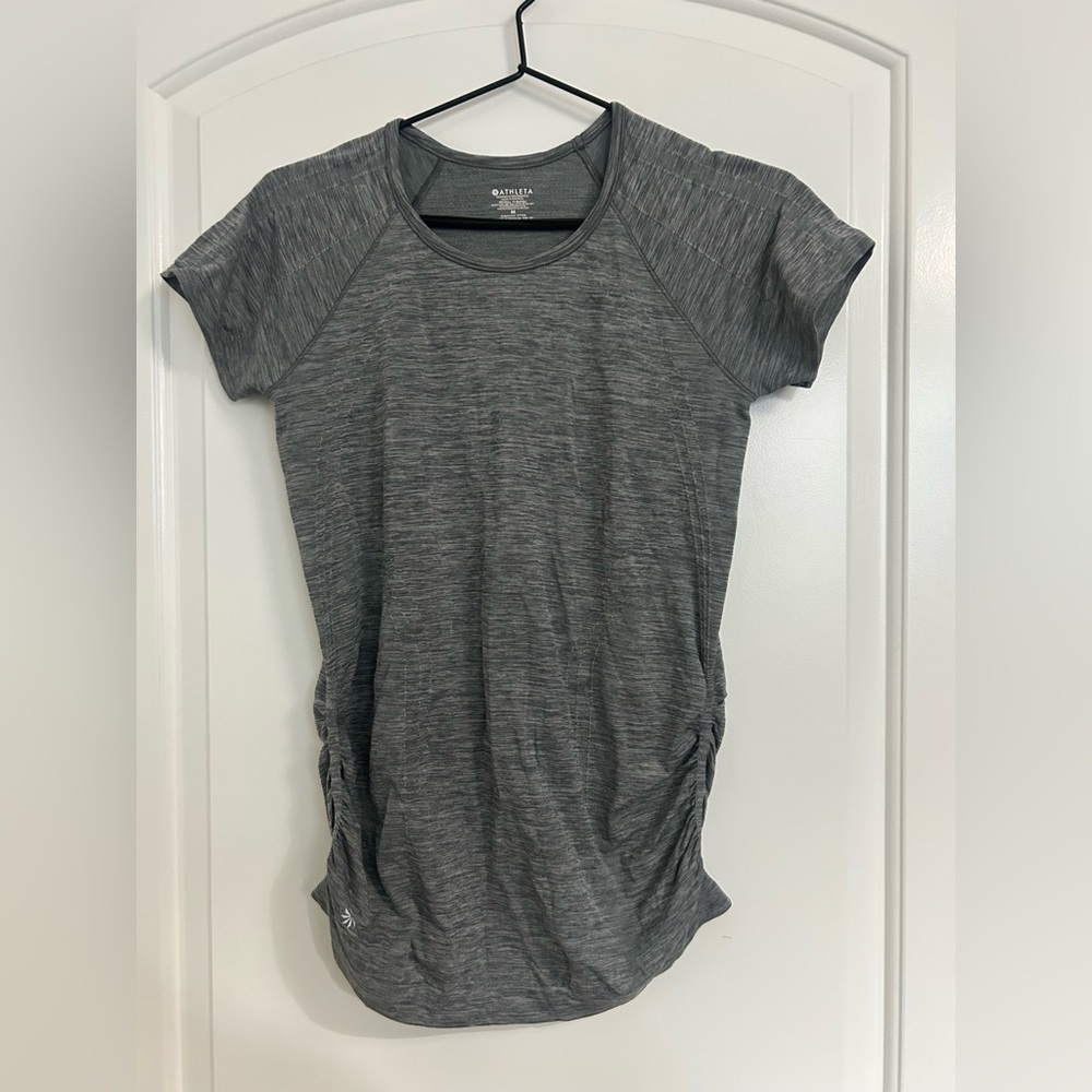 Athleta Women's Speedlight Seamless Stretch Ruched Short Sleeve Tee size medium
